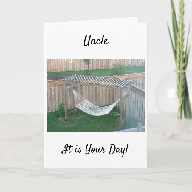 **UNCLE** HAMMOCK VÄNTAR PÅ DIN BIRTHDAY-KORT KORT (Framsida)