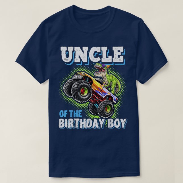 Uncle of the Birthday Boy Dinosaur Monster Truck B T Shirt (Design framsida)