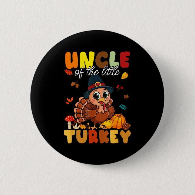 Uncle Of The Little Turkey Thanksgiving Baby Showe Knapp (Framsida)