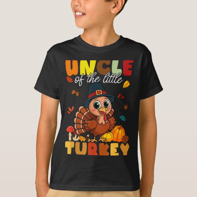 Uncle Of The Little Turkey Thanksgiving Baby Showe T Shirt (Framsida)