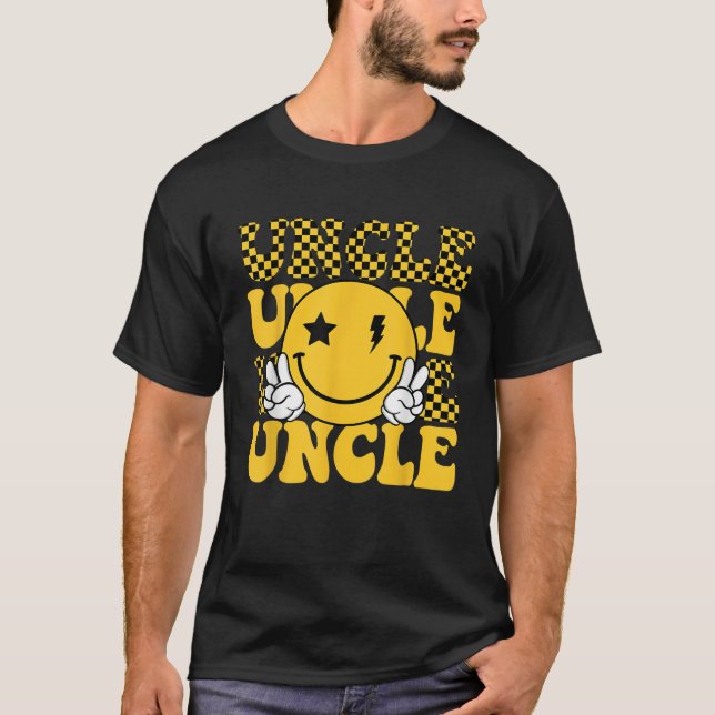 Uncle One Happy Dude 1st Smile Face Birthday Famil T Shirt (Framsida)