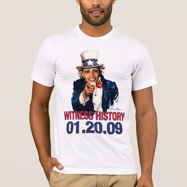 Uncle Sam - Barack Obama vittnehistoria 01.20.09 T-shirt (Framsida)