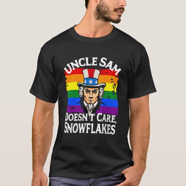 UNCLE SAM DOESN CARE SNÖFLINGOR FUNny American_3 T Shirt (Framsida)