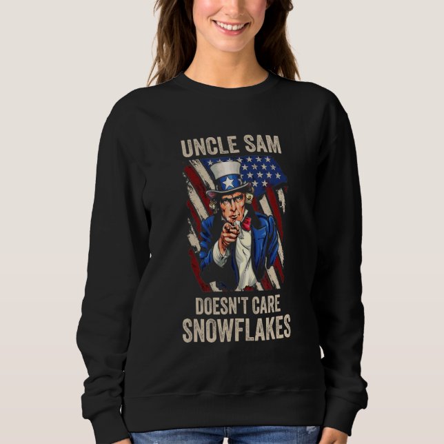 Uncle Sam Doesn't Care Snowflakes American Flag_10 T Shirt (Framsida)