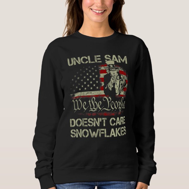 Uncle Sam Doesn't Care Snowflakes Betsy Ross Flag T Shirt (Framsida)