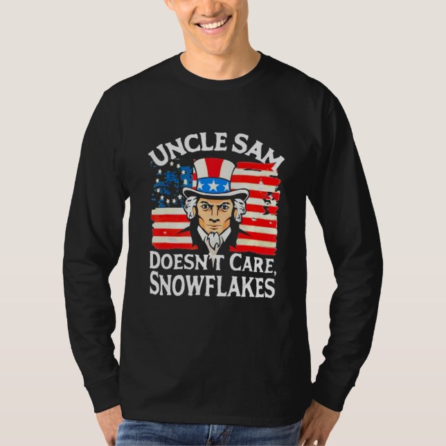 UNCLE SAM DOESN'T CARE SNOWFLAKES Funny American T Shirt (Framsida)