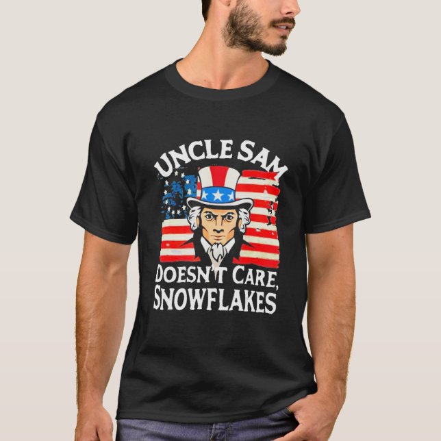 UNCLE SAM DOESN'T CARE SNOWFLAKES Funny American T Shirt (Framsida)