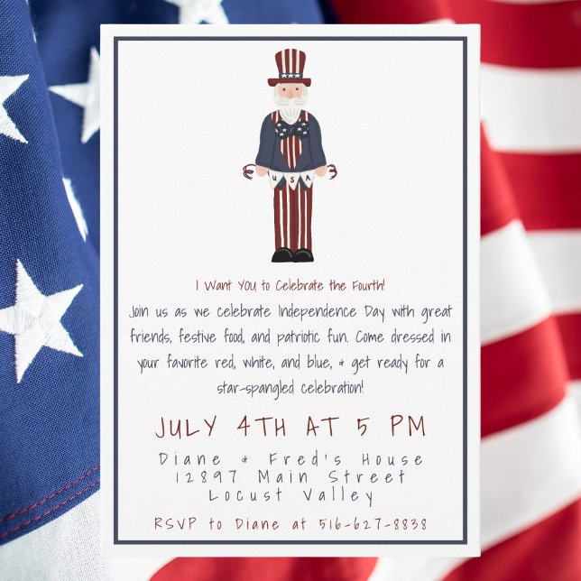 Uncle Sam Fourth of July Party | Patriotic  Inbjudningar (Skapare uppladdad)