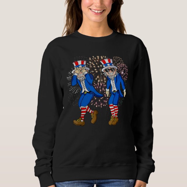Uncle Sam Griddy Dance  4th of July Fireworks T Shirt (Framsida)