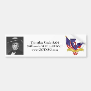 Uncle Sam Houston, statlig vakt för TXSG Texas Bildekal