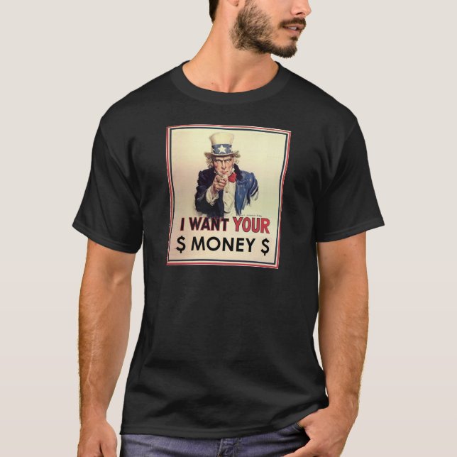 Uncle Sam - jag önskar dina pengar T-shirt (Framsida)