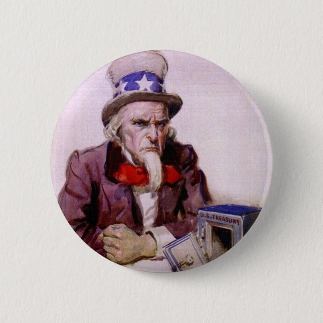 Uncle Sam med en tom kassa Knapp (Framsida)
