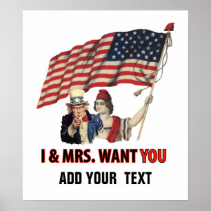 Uncle Sam och dam USA Poster