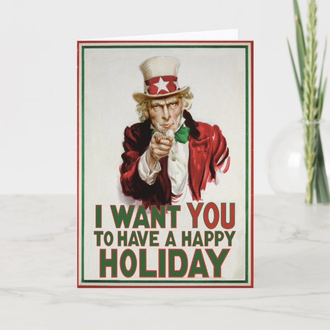 Uncle Sam önskar att DU ska ha en lycklig helgdag Helgkort (Framsida)