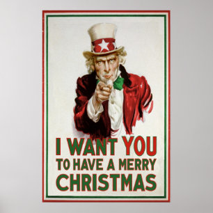 Uncle Sam önskar att DU ska ha god jul Poster