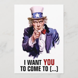 Uncle Sam "önskar jag dig" anpassadet Inbjudningar
