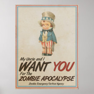 Uncle Sam önskar vi dig Zombieapokalypsaffischen Poster