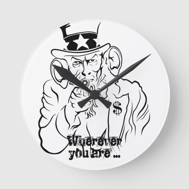 Uncle Sam Round Clock Rund Klocka (Framsida)