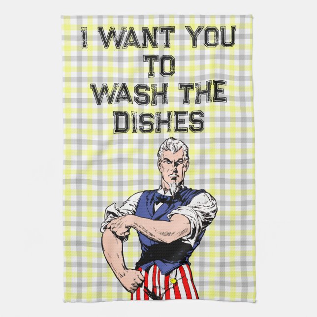 Uncle Sam Wants Your Dishes Towel Kökshandduk (Vertikal)
