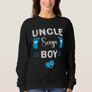 Uncle says boy gender reveal party matching family t shirt