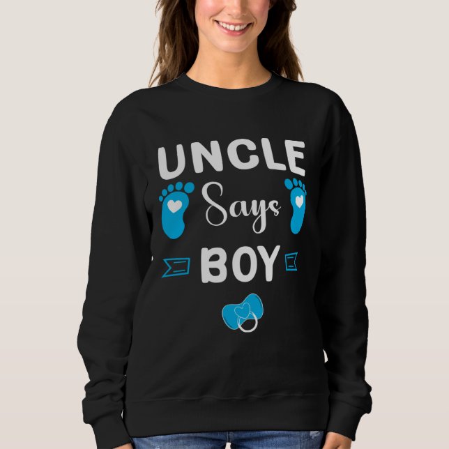Uncle says boy gender reveal party matching family t shirt (Framsida)