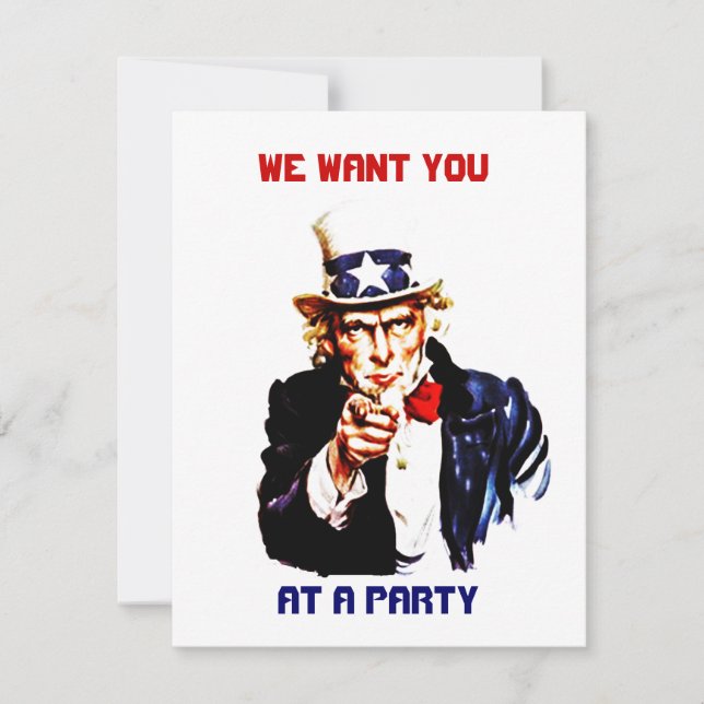 UNCLEN SAM SOM PEKAR PARTYINBJUDAN ~EZ2, INBJUDNINGAR (Framsida)