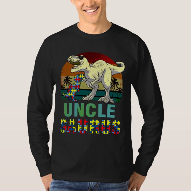 Unclesaurus Dinosaur Rex farbror Saurus Autism Med T Shirt (Framsida)
