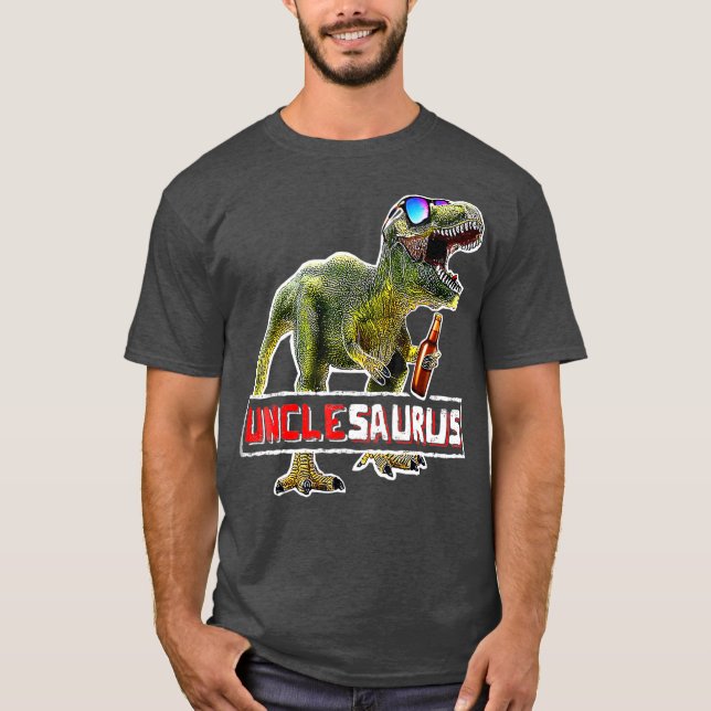 Unclesaurus Rex Beer  T Rex Dinosaur Fun Uncle Shirt (Framsida)