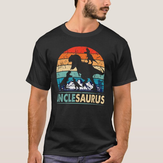 Unclesaurus t Rex farbror Dinosaur 3 Kids Funny Fa Shirt (Framsida)