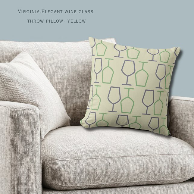 Uncork & Relax | Virginia Wine Lover Yellow Kudde (Virginia Wine Glass Throw Pillow)