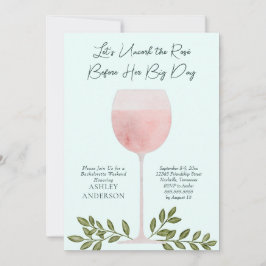 Uncork, Rosé Vin Watercolor Bachelorette Party Inbjudningar