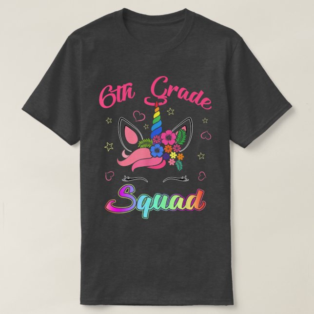 Uncorn 6e Klass Squad Teacher Student Team T Shirt (Design framsida)