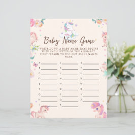 Uncorn Baby Shower Game Baby Namn