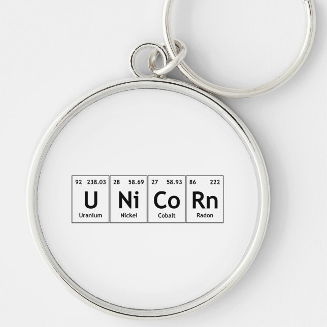 UNCoRn Periodic Bord Inslag Ord Rund Silverfärgad Nyckelring (Framsidan)