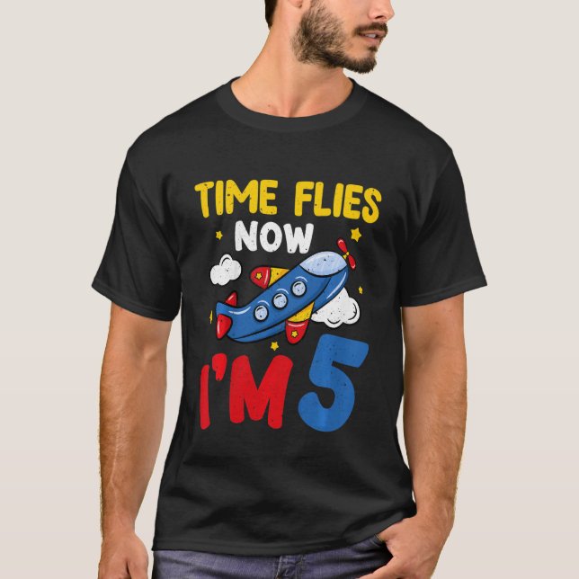 Undantiden flyger nu Im 5:e födelsedagsplanet Dec T Shirt (Framsida)