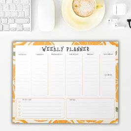 Undated Vertical Weekly Planner, Orange Border Anteckningsblock