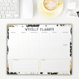 Undated Weekly Planner, Black and Gold Accents  Anteckningsblock