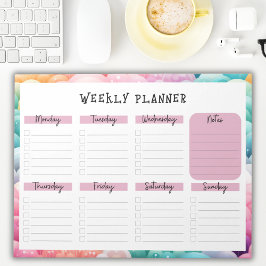 Undated Weekly Planner, Rainbow Cloud Border Notep Anteckningsblock
