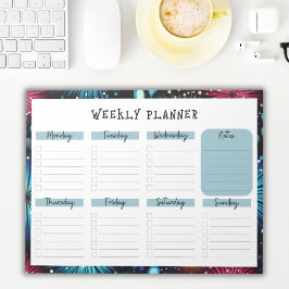 Undated Weekly Planner with Fireworks Border Anteckningsblock