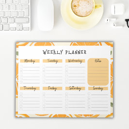Undated Weekly Planner with Orange Slice Border Anteckningsblock
