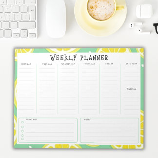 Undated Weekly Planner, Yellow and Green Accents Anteckningsblock