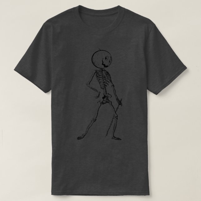 Undead Pumpkin Head Skeleton  T Shirt (Design framsida)