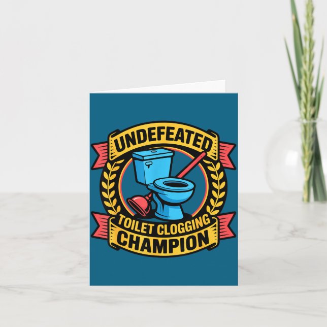Undefeated Toilet Clogging Chamon Quirky Bathroom  Kort (Framsida)