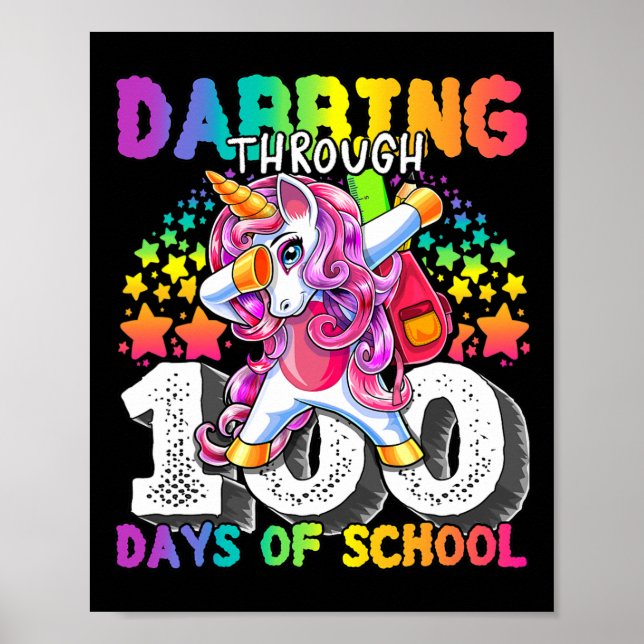 Under 100 dagars skoldabbing Unicorn Girls Poster (Framsidan)