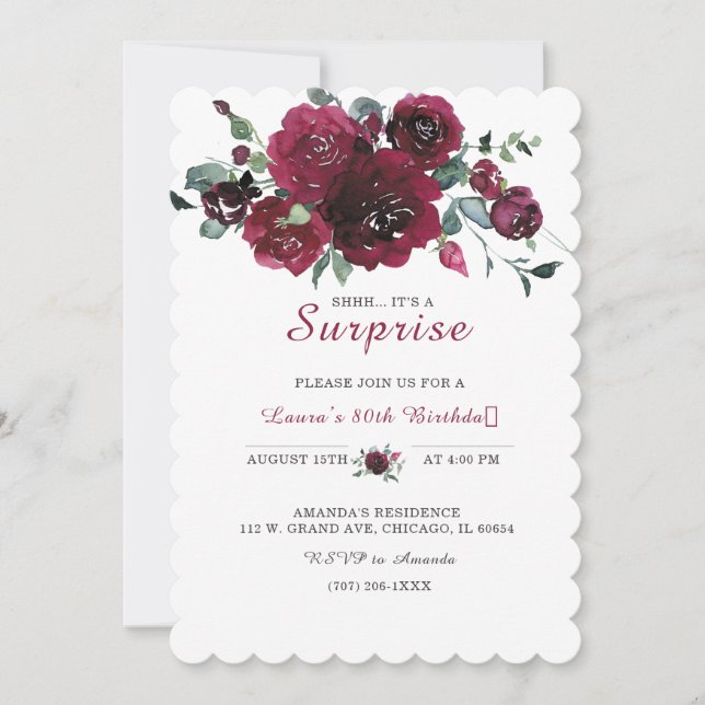 Under 80:e födelsedagen: Surprise Party Inbjudningar (Framsida)