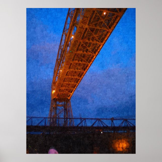 Under a raised Lift Bridge-Painting Print Poster (Framsidan)