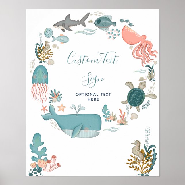 Under Anpassningsbarna Sea Baby Shower Poster (Framsidan)
