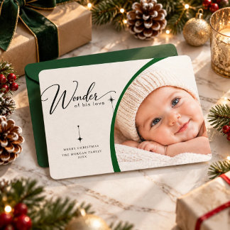 Under av hans gröna kurva Baby Foto Religiös Julkort