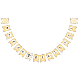 Under banderoll för födelsedagsbuntning på byggpla vimplar