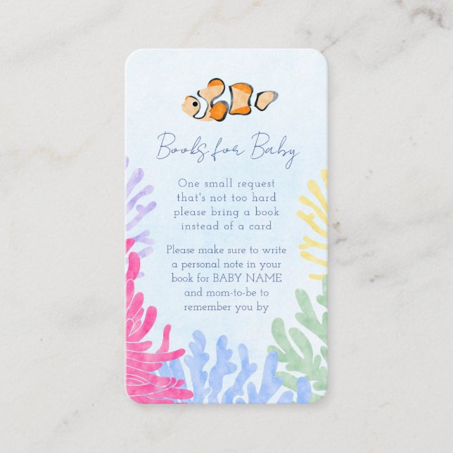 Under begäran från Sea Fish Baby Shower Bok Tilläggskort (Framsida)
